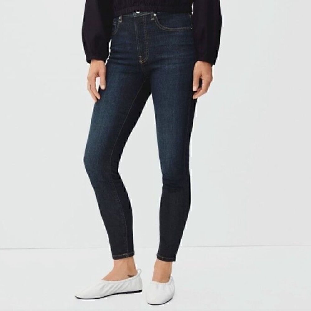 NWT Everlane The Authentic Stretch‎ High-Rise Skinny Jean Deep Indigo Size 35